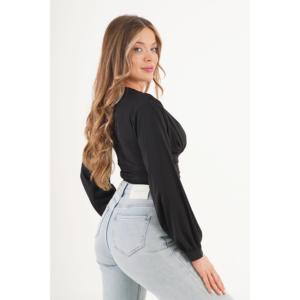 Blusa de Moda Coreana para Mujer al por Mayor, con Escote en V Drapeado, Bordada, Talla XL Disponible, Tejido de Seda, Larga, para Primavera y Oficina - Product Image 1