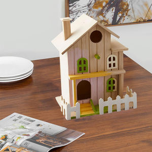 Bitmemiş asılı kuş evi 100% ahşap ahşap yapılmış iki katlı yazlık kuş evi - Product Image 5