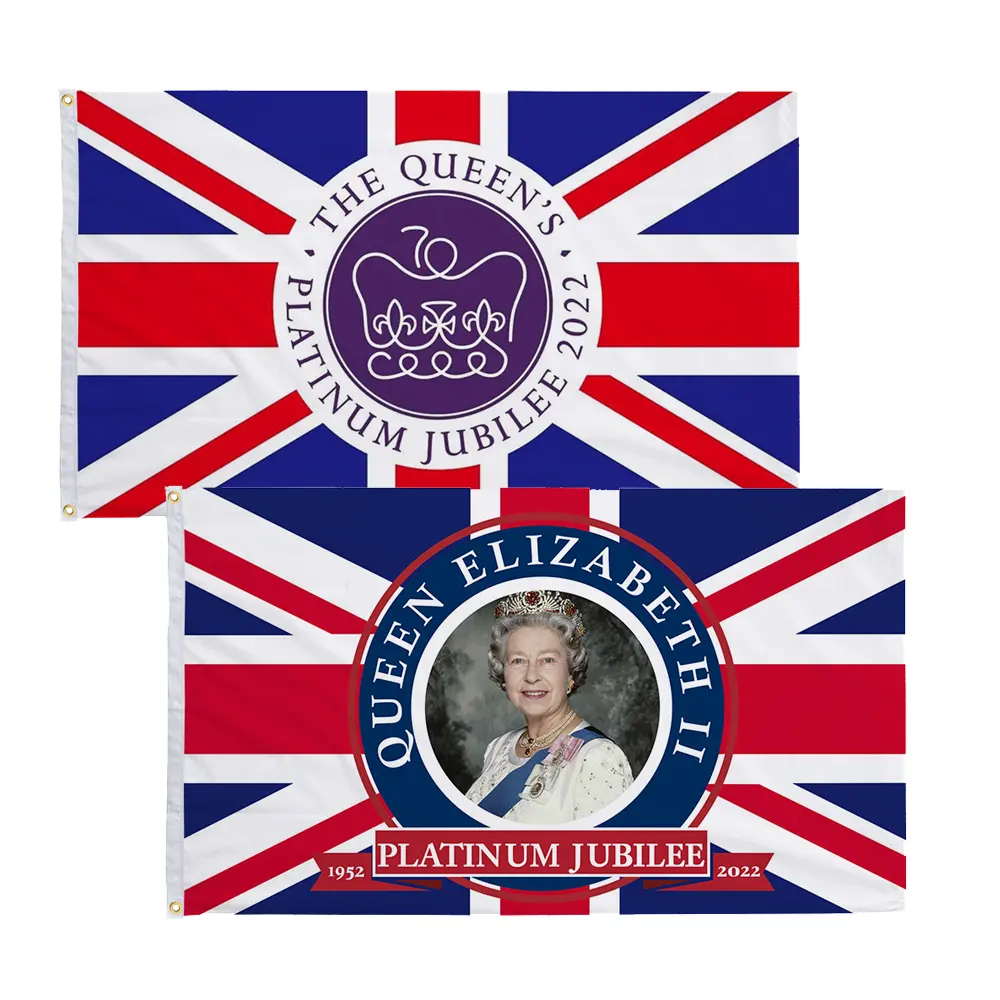 Wholesale 3*5 ft UK Flags Polyester Queen Jubilee Flags England Flags United Kingdom Banner