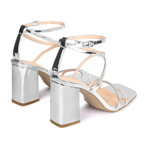 WETKISS Custom Brand Name <span class=keywords><strong>sandali</strong></span> <span class=keywords><strong>con</strong></span> <span class=keywords><strong>tacco</strong></span> quadrato <span class=keywords><strong>sandali</strong></span> specchio PU <span class=keywords><strong>sandali</strong></span> estivi <span class=keywords><strong>con</strong></span> cinturino incrociato da donna - Product Image 5