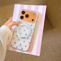 Casing Ponsel Magnetik Bintang Berkilau Metalik untuk Apple 17 Pro Max iPhone 16 Stand 15 Anti-jatuh 14 Tahan Banting