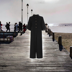 Mono largo casual de verano para mujer, sexy, de lino/algodón, con cuello en V, tejido, con botones, transpirable, de manga corta y pierna ancha. - Product Image 2