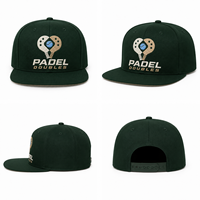 Gorra Snapback Unisex de Perfil Alto con 6 Paneles y Visera Plana, Bordado de Padel y Parche Personalizado para Deportes de Raqueta, Edición Limitada