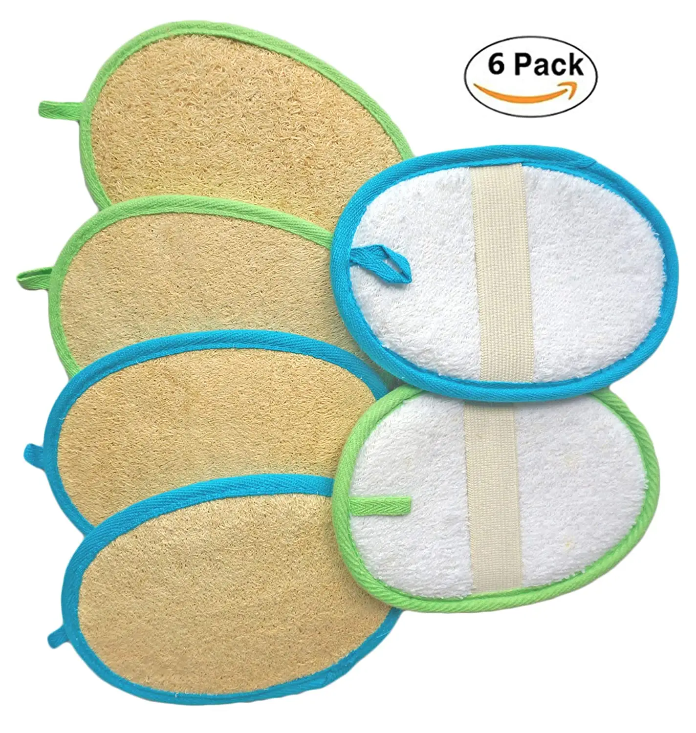 100% natürliche Peeling Luffa Pads Luffa und Terry Tuch Materialien Loofa Schwamm Wäscher Pinsel In Der Nähe Der Haut Für Männer und Frauen