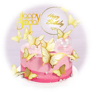 Taartversiering Benodigdheden Bruiloft Verjaardag 22 Stuk Set Van Kleur Cupcake Invoegen Papieren Vlinder Cake Topper Cake Decoratie