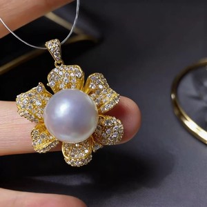 31426DIY S925 Silver Pendant Holder with 11-14mm Round Beads Empty Space for DIY Pearl Accessories <b>Concealer</b> Necklace Pendant - Product Image 3