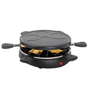 6 person cheese melting pan 2 layer non-stick BBQ barbecue electric round raclette grill