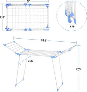Wing Shape Metal Indoor Foldable <b>Cloth</b> Drying <b>Rack</b> Standing Type Clothes Dryer and Garment Dryer Easy Installation - Product Image 2
