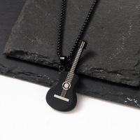 Personalized Guitar Stainless Steel Gold Plated Necklace Link Chain Women's Jewelry for Music Lovers Best Friends-Party