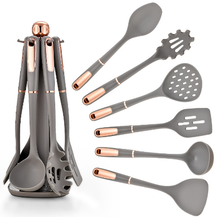 7pcs Kitchen Cooking Utensil Set Silicone Kitchenware Items Including Wok and Spatula Modern Utensil Appliances