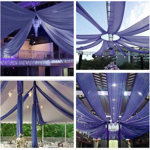 Voilages de plafond pour mariage, Tissu de drapage en mousseline pour arche, Rideaux transparents pour cérémonie, Décorations de mariage - Product Image 2