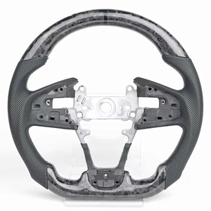 Volante de fibra de carbono para <span class=keywords><strong>Honda</strong></span> <span class=keywords><strong>Civic</strong></span> Gen 10th <span class=keywords><strong>Type</strong></span> <span class=keywords><strong>R</strong></span> 2016-2021 Volante de fibra de carbono LED Cuero perforado - Product Image 4