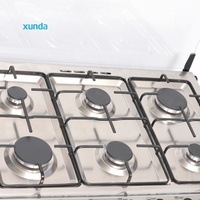 Cuisinière professionnelle Xunda à 6 brûleurs à gaz avec four intégré 76x50cm en acier inoxydable pour la maison