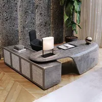イタリアンモダンスタイルデスクエグゼクティブボスオフィステーブル無垢材デスクセット高級オフィス家具