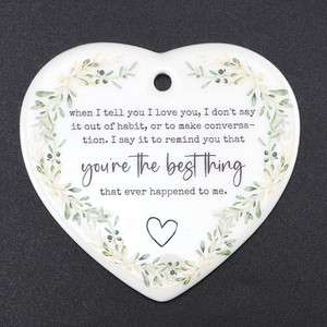 Ciondoli in Ceramica Personalizzabili Bianchi per Sublimazione <span class=keywords><strong>Mr</strong></span>&mrs, Decorazioni Natalizie Rotonde a Cuore per Feste - Product Image 6