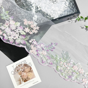 Nastro in Pizzo Tulle Ricamato con Paillettes, Decorazione Floreale Scintillante per <span class=keywords><strong>Abiti</strong></span>, Matrimoni, Fai-da-Te - Product Image 4
