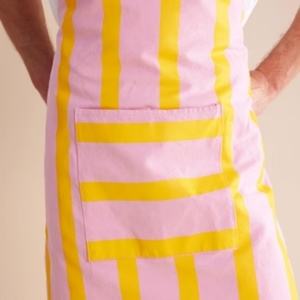 Pink Lemonade Stripes Polyester Professional Cooking Apron Bib Custom Logo <b>Label</b> Chef Designed <b>Kitchen</b> Pockets Custom Colors - Product Image 5