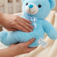 Ours en peluche super doux personnalisé en gros, jouet en peluche bleu en vrac, poupée OEM rembourrée en coton PP, certifiée EN71 pour bébés