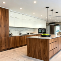 Offre Spéciale : Meuble de Cuisine Moderne VC HOME avec Plan de Travail en Verre Acrylique, Fermeture Silencieuse, Caisson en Contreplaqué pour Appartement