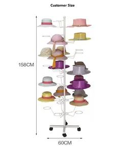 Multifuncional Girar Metal Retail Hat Display Rack Fio Perucas Spinner Display Stand Para Loja