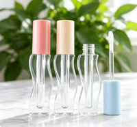 Tube de brillant à lèvres vide en forme de vague, 2,7 ml, rose, avec logo personnalisé, emballage cosmétique en gros