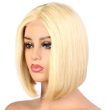 wholesale straight Human Hair Lace Front Wigs Short 613 Colored Bob Wig Brazilian virgin hair