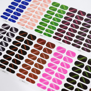 16 autocollants pour ongles en gel semi-durci effet œil de chat, auto-adhésifs, 3D, couverture complète, colorés, pour manucure en salon - Product Image 1
