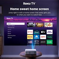 Projecteur intelligent Aurzen Roku TV 1080P FHD, audio Dolby, mise au point automatique et correction trapézoïdale, zoom, mini projecteur portable pour films en extérieur, blanc