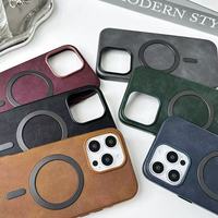Étui de téléphone magnétique en cuir JOYPORODO L121, tendance et professionnel, protection contre les chocs et les chutes pour iPhone 13 14 15 16 Pro Max