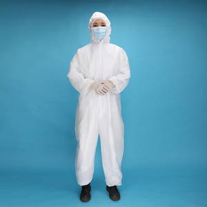 EN Tipo Padrão 5B 6B Branco Respirável Anti-derramamento Descartável 35gsm SMS Coverall Terno de Proteção com Anti-estático - Product Image 1