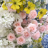 Susunan Bunga Buatan Sutra Hydrangea Warna-warni, Rangkaian Bunga Setengah Lengkung, Bunga Buatan untuk Dekorasi Pernikahan