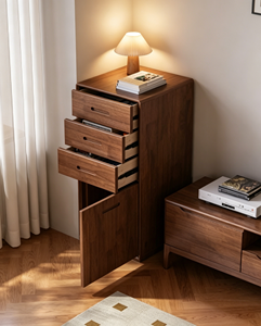Modern Solid Wood Modular Entry Cabinet with Flat Panel Doors and 5 Drawers for Living Room Storage - Product Image 2