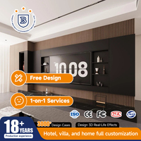 Mueble de TV Moderno de Lujo, Mueble de TV de Madera con Chimenea, Mueble de Salón con Losa de Roca Personalizada para Apartamento