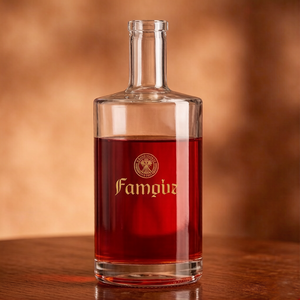 Bouteille en verre transparente ronde de 750 ml à prix d'usine avec bouchon en liège pour le stockage de la vodka, du brandy, du gin, de la tequila, du <span class=keywords><strong>rhum</strong></span> et du whisky - Product Image 2
