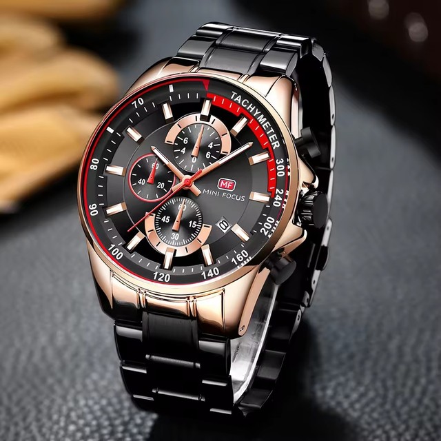 MINI FOCUS MF0218G Top Brand Luxury Men Wrist Watches Stainless Steel Business Clock Waterproof Sports Men's Quartz Watch