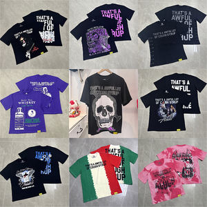 Camiseta de Alta Calidad, 100% Algodón Grueso, Estilo Urbano con Estampado de Grafiti, Camiseta Retro Holgada para Hombre - Product Image 2