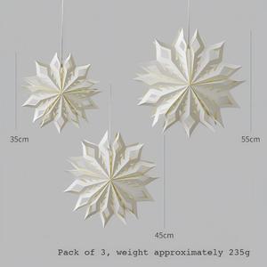 Lanterna di Carta Pieghevole 3D a Forma di Fiocco di Neve Bianco, Paralume Fatto a Mano, Decorazione Natalizia e di Capodanno - Product Image 6