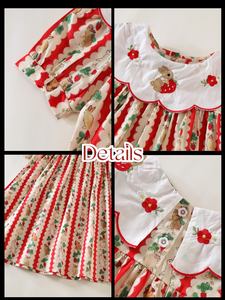 <span class=keywords><strong>Robe</strong></span> pour enfants en gros, <span class=keywords><strong>robe</strong></span> à rayures rouges et blanches, <span class=keywords><strong>robe</strong></span> brodée de fleurs et de lapins pour les filles, fêtes, col rond, longueur genoux, costume avec manches bouffantes - Product Image 4