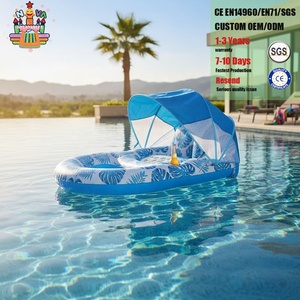 Lettino Gonfiabile Portatile in PVC con Rete e Tettuccio Rimovibile per <span class=keywords><strong>Piscina</strong></span>, con Portabicchieri, per Relax in <span class=keywords><strong>Piscina</strong></span> - Product Image 1