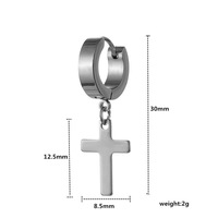 Boucles d'oreilles créoles pendantes en acier inoxydable avec pendentif croix, style Hip Hop, pour hommes et femmes, vente en gros