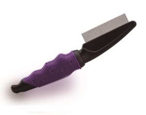 Peigne anti-puces en plastique violet et gris avec picots en acier inoxydable pour le toilettage des chats et chatons, conception de poignée pratique - Product Image 6
