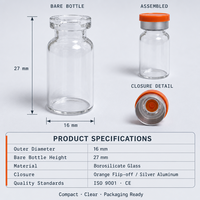 Flacon vide transparent de 2 ml, 16x27 mm, à fond plat, en verre borosilicaté, pour échantillons liquides de laboratoire, de haute qualité, petit flacon à col serti