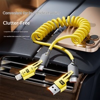 Câble de données rétractable 4-en-1 ultra-rapide pour usine, 1,5 m, avec connecteurs Micro USB/Type-C, chargeur de voiture
