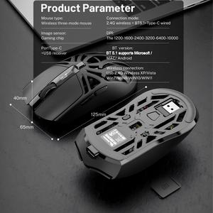RS8 High Quality Ergonomic Tri Mode Wireless <strong>Mouse</strong> 2.4g for BT Led Light Thin Design for Gaming or Office <strong>Use</strong> - Product Image 2