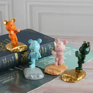 Support <span class=keywords><strong>de</strong></span> téléphone portable personnalisé créatif en résine pour astronaute, <span class=keywords><strong>figurine</strong></span> d'animal d'astronaute, ours mignon, support <span class=keywords><strong>de</strong></span> téléphone portable décoratif - Product Image 1
