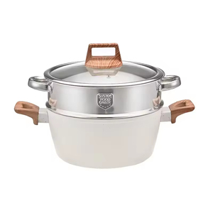 Giá tốt nhất Luxury Trắng Granite không dính <span class=keywords><strong>Cookware</strong></span> Set nhôm nấu ăn chậu và chảo cho nhà bếp - Product Image 3