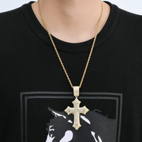 BESDZ0354 Pendentif carré en laiton de style européen et américain, hip-hop, avec zircon mélangé, cordon personnalisé, accessoires pour hommes