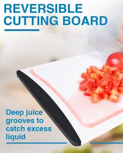 रसोई Dishwasher के लिए अतिरिक्त बड़े प्लास्टिक काटने बोर्ड काट बोर्ड सेट के रस के साथ 3 खांचे, आसान पकड़ संभाल