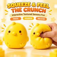 Jouet à presser en forme de poussin jaune mignon, en blocs de construction, sensoriel et anti-stress, vente en gros