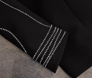 <span class=keywords><strong>Blazer</strong></span> da Donna Elegante e Aderente per Ufficio, Casual, con Linee di Strass di Lusso, Maniche Lunghe, Monopetto, Tinta Unita - Product Image 6